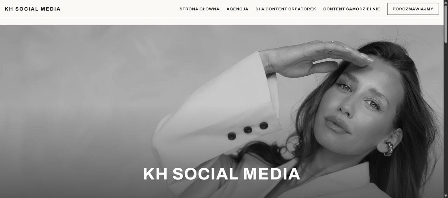 Zrzut ekranu strony KH Social Media